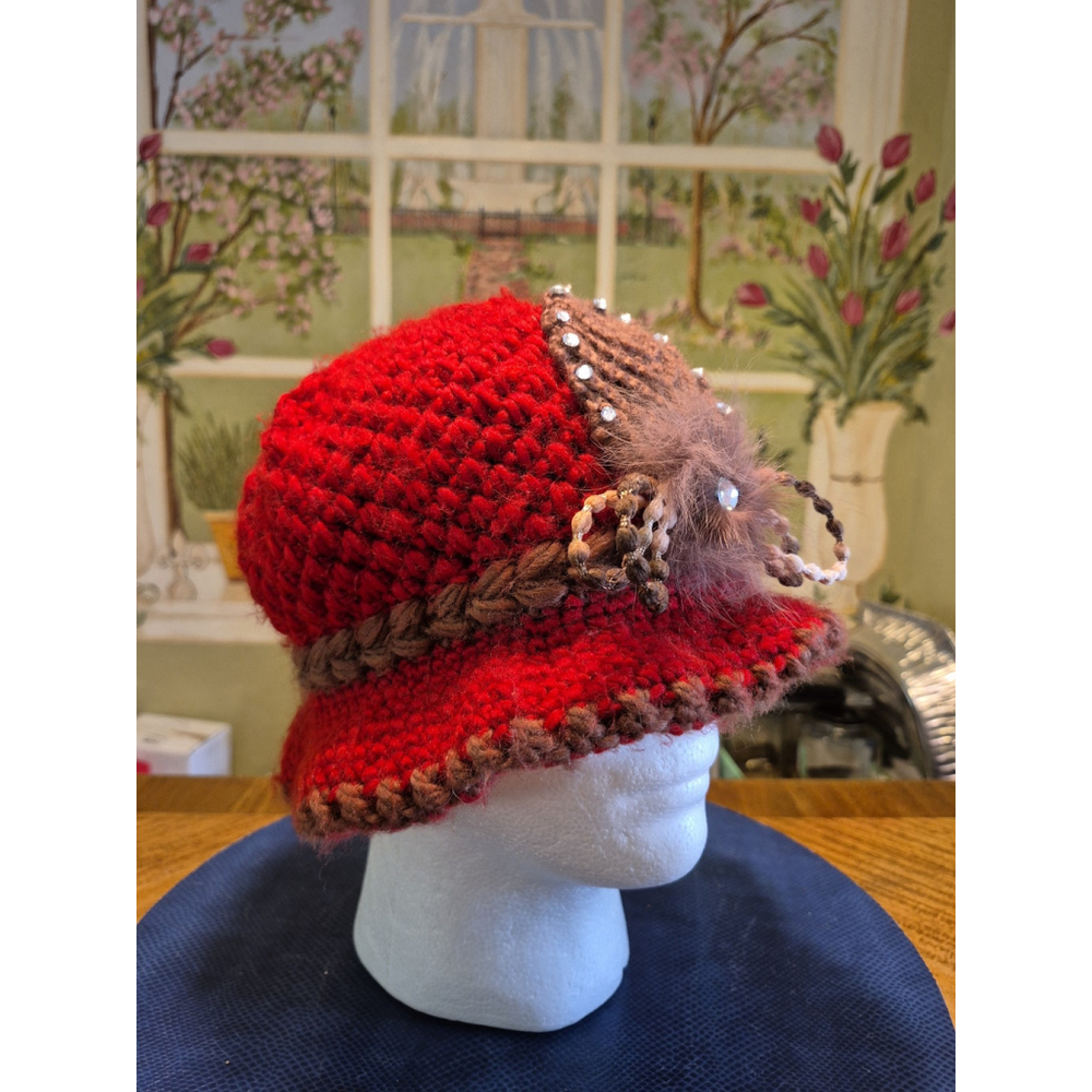 VINTAGE Hand Made Knitted Beanie/Stocking Women's Winter Cap/Hat OAFM #752g - Picture 8 of 12